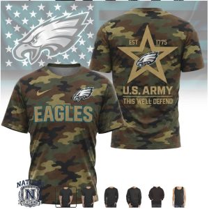 Philadelphia Eagles US Army Est 1775 Military Camo T Shirt