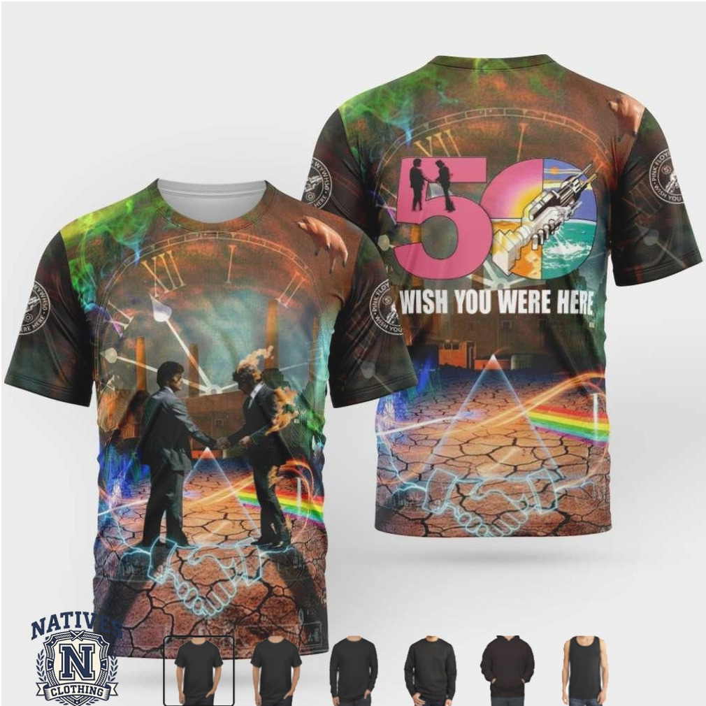 Pink Floyd 50th Anniversary Wish You Were Here Handshake T Shirt Pink Floyd 50th Anniversary Wish You Were Here Handshake T Shirt