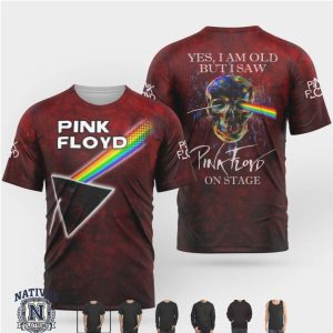 Pink Floyd On Stage Skull Rainbow Prism Classic Rock Music T Shirt