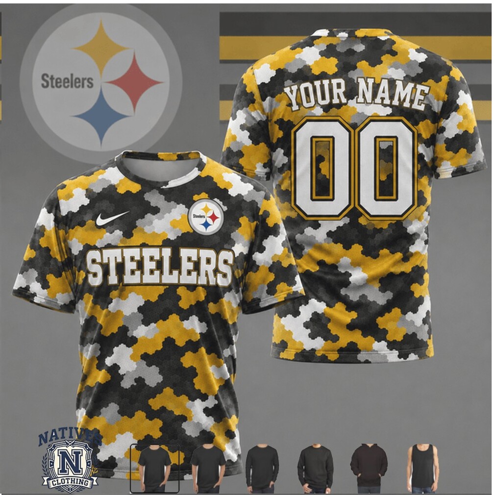 Pittsburgh Steelers Camo Custom Name Number Performance T Shirt Pittsburgh Steelers Camo Custom Name Number Performance T Shirt