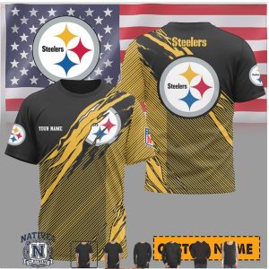Pittsburgh Steelers Custom Name Ripped Style Performance T Shirt