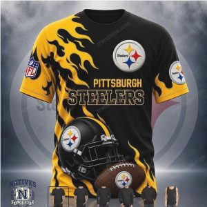 Pittsburgh Steelers Helmet Flame Graphic T Shirt