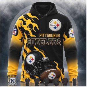 Pittsburgh Steelers Helmet Flame Graphic T Shirt