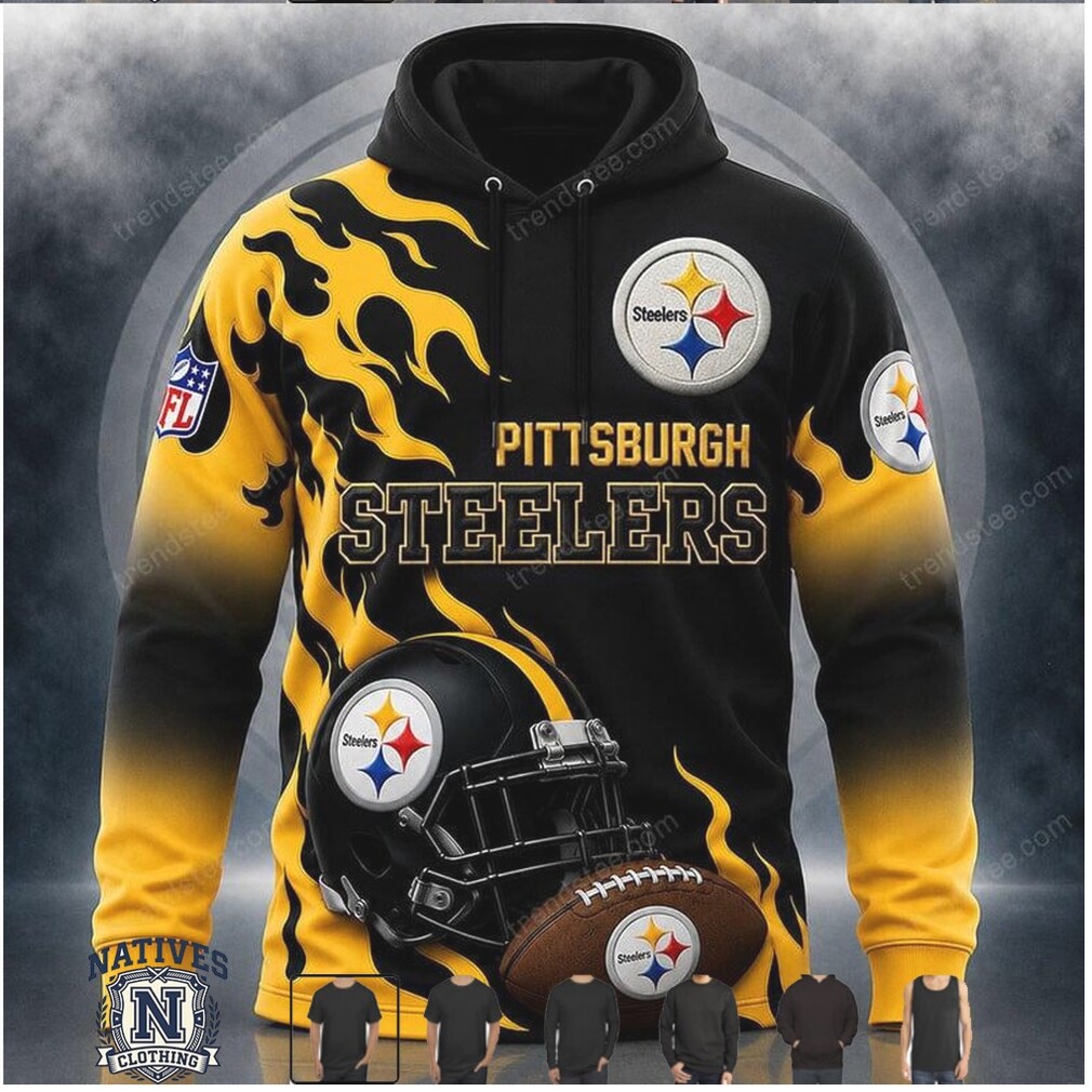 Pittsburgh Steelers Helmet Flame Graphic T Shirt Pittsburgh Steelers Helmet Flame Graphic T Shirt
