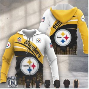 Pittsburgh Steelers Logo Graphic City Skyline Hoodie T Shirt