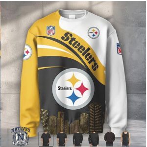 Pittsburgh Steelers Logo Graphic City Skyline Hoodie T Shirt
