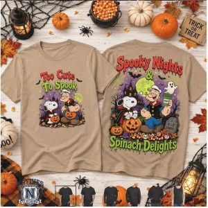 Popeye Peanuts Snoopy Spooky Nights Spinach Delights Halloween T Shirt