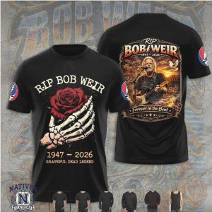 RIP Bob Weir Grateful Dead Legend Skeleton Rose T Shirt