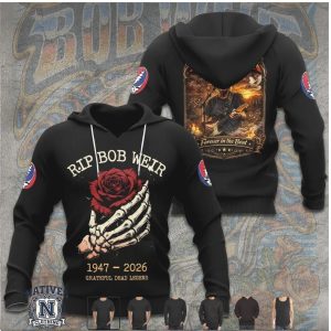RIP Bob Weir Grateful Dead Legend Skeleton Rose T Shirt