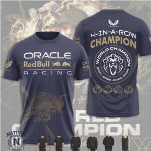 Red Bull Racing Max Verstappen Lion 4 In A Row Champion T Shirt