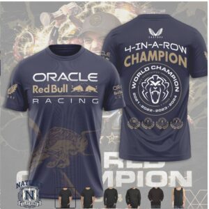 Red Bull Racing Max Verstappen Lion 4 In A Row Champion T Shirt