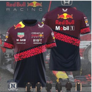 Red Bull Racing Tire Track Hexagon Pattern Motorsport T Shirt