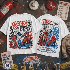 Red Hot Chili Peppers Fire Prevention Week Cartoon Graphic T Shirt