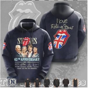Rolling Stones 62nd Anniversary Union Jack Band Vintage T Shirt