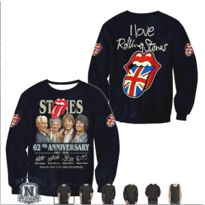 Rolling Stones 62nd Anniversary Union Jack Band Vintage T Shirt