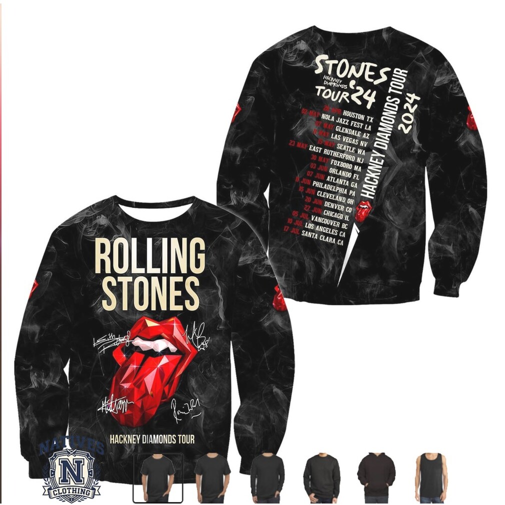 Rolling Stones Hackney Diamonds Tour 2024 Crystal Tongue Shirt Rolling Stones Hackney Diamonds Tour 2024 Crystal Tongue Shirt