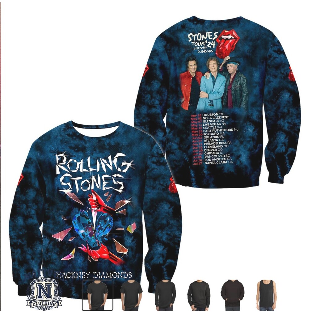Rolling Stones Hackney Diamonds Tour 2024 Tie Dye Concert T Shirt Rolling Stones Hackney Diamonds Tour 2024 Tie Dye Concert T Shirt