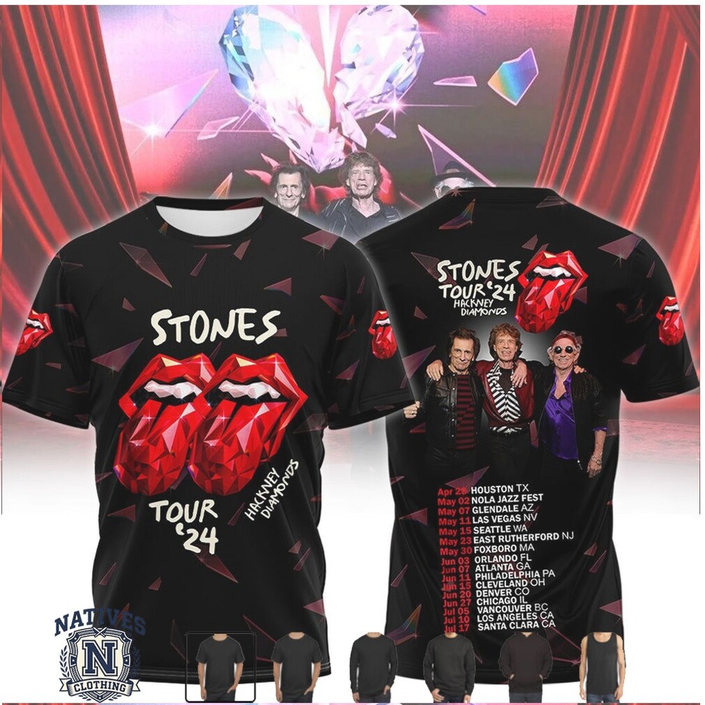 Rolling Stones Hackney Diamonds Tour 24 Double Tongue Band T Shirt Rolling Stones Hackney Diamonds Tour 24 Double Tongue Band T Shirt