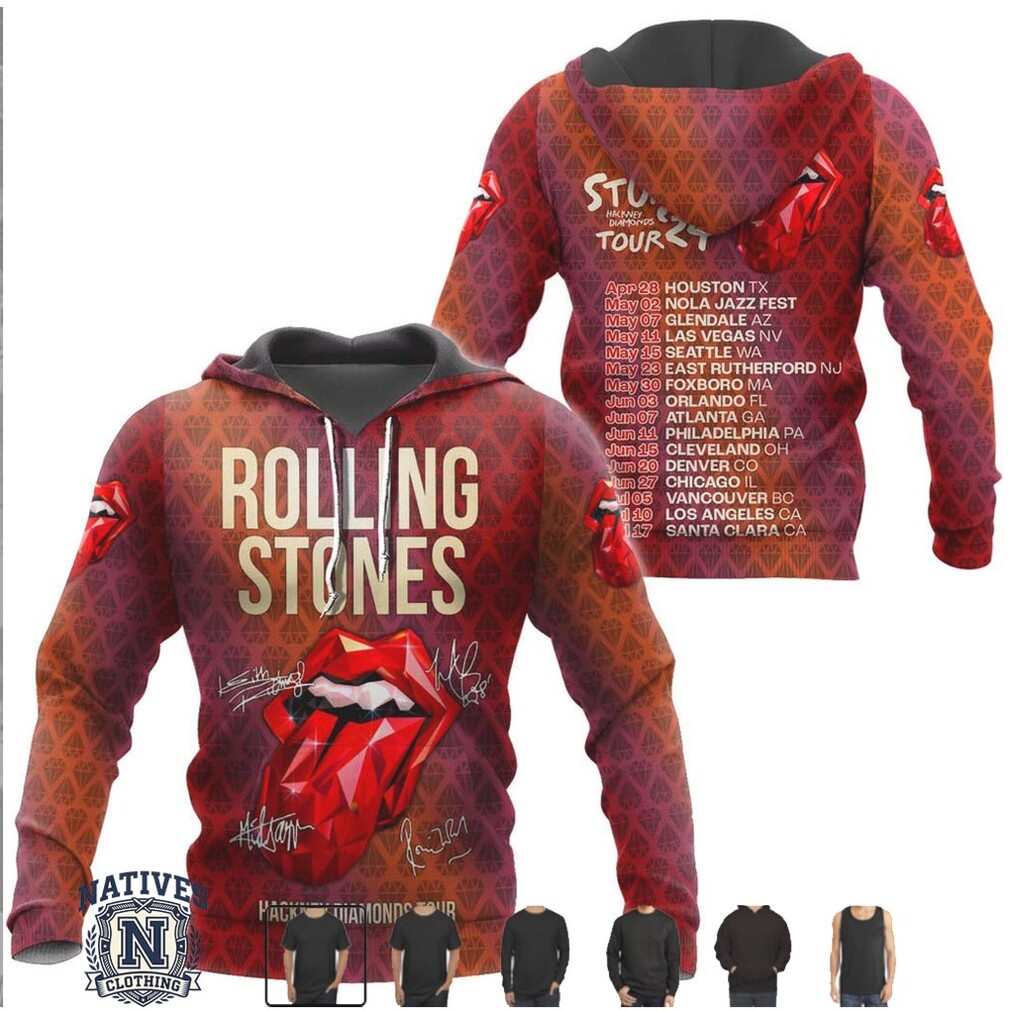 Rolling Stones Hackney Diamonds Tour 24 Graphic Rock T Shirt Rolling Stones Hackney Diamonds Tour 24 Graphic Rock T Shirt