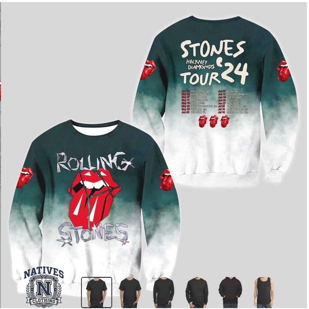 Rolling Stones Hackney Diamonds Tour 24 Ombre Crystal Tongue T Shirt Rolling Stones Hackney Diamonds Tour 24 Ombre Crystal Tongue T Shirt