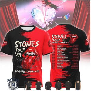 Rolling Stones Hackney Diamonds Tour 24 Red Black Split T Shirt