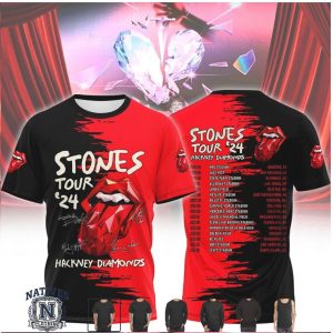 Rolling Stones Hackney Diamonds Tour 24 Red Black Split T Shirt