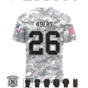 San Francisco 49ers Salute To Service Camo Custom Name Jersey T Shirt