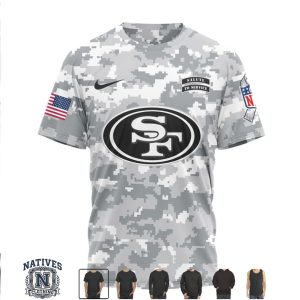San Francisco 49ers Salute To Service Camo Custom Name Jersey T Shirt