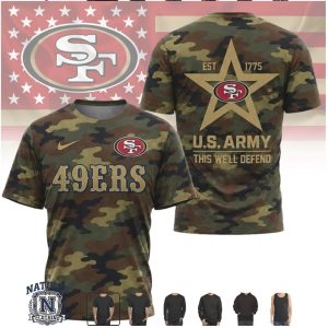 San Francisco 49ers US Army Salute To Service Camo T Shirt