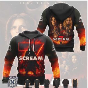 Scream 7 Fear Hits Home Ghostface Fire Graphic Horror Movie T Shirt