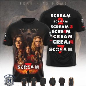Scream 7 Fear Hits Home Legacy Franchise Poster Horror Movie T Shirt