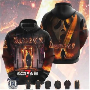 Scream 7 Ghostface Burning House Horror Movie Hoodie