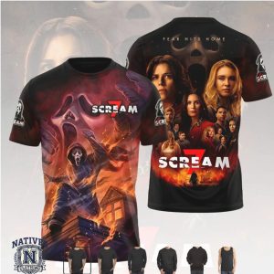 Scream 7 Ghostface Fear Hits Home Action Horror Movie Fan T Shirt