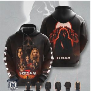 Scream 7 Ghostface Horror Movie Cast Red Moon Graphic T Shirt