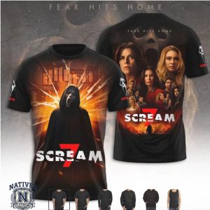 Scream 7 Ghostface Horror Movie Fear Hits Home Graphic T Shirt