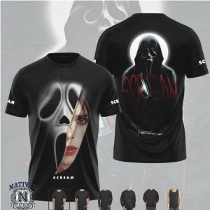 Scream 7 Ghostface Horror Movie Mask Face Graphic T Shirt