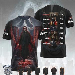 Scream 7 Ghostface Horror Movie Timeline Legacy Graphic T Shirt