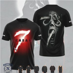 Scream 7 Ghostface The Legacy Ends Red Glowing Logo Horror T Shirt