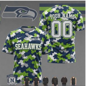 Seattle Seahawks Camo Custom Name Number Performance T Shirt