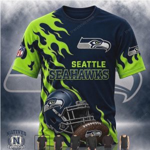 Seattle Seahawks Flame Football Helmet Hoodie