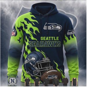 Seattle Seahawks Flame Football Helmet Hoodie