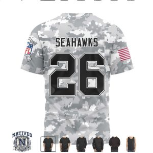 Seattle Seahawks Salute To Service Camo Custom Name Jersey T Shirt