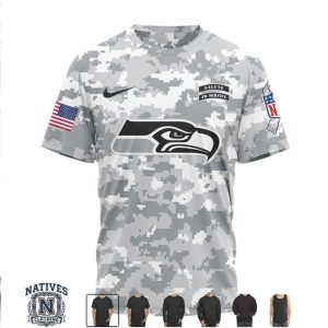 Seattle Seahawks Salute To Service Camo Custom Name Jersey T Shirt