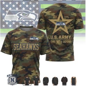 Seattle Seahawks US Army Salute To Service Camo T Shirt