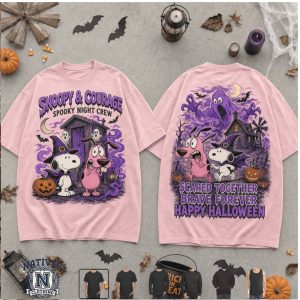 Snoopy And Courage Spooky Night Crew Halloween T Shirt