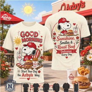 Snoopy Arbys Morning Vibes Sunshine Smiles Roast Beef Sandwich T Shirt