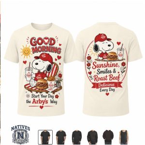 Snoopy Arbys Morning Vibes Sunshine Smiles Roast Beef Sandwich T Shirt