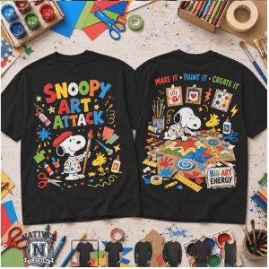 Snoopy Art Attack Painting Creative Colorful Kids Artist T Shirt