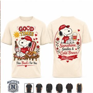 Snoopy Budweiser Good Times Sunshine Cold Brews Graphic T Shirt