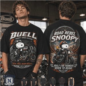 Snoopy Buell Motorcycle Road Rebel Biker Ride Free Graphic T Shirt